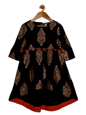 Girls Printed Rayon Kurta with High low hem