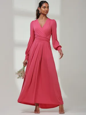 Giulia Long Sleeve Maxi Dress, Hot Pink