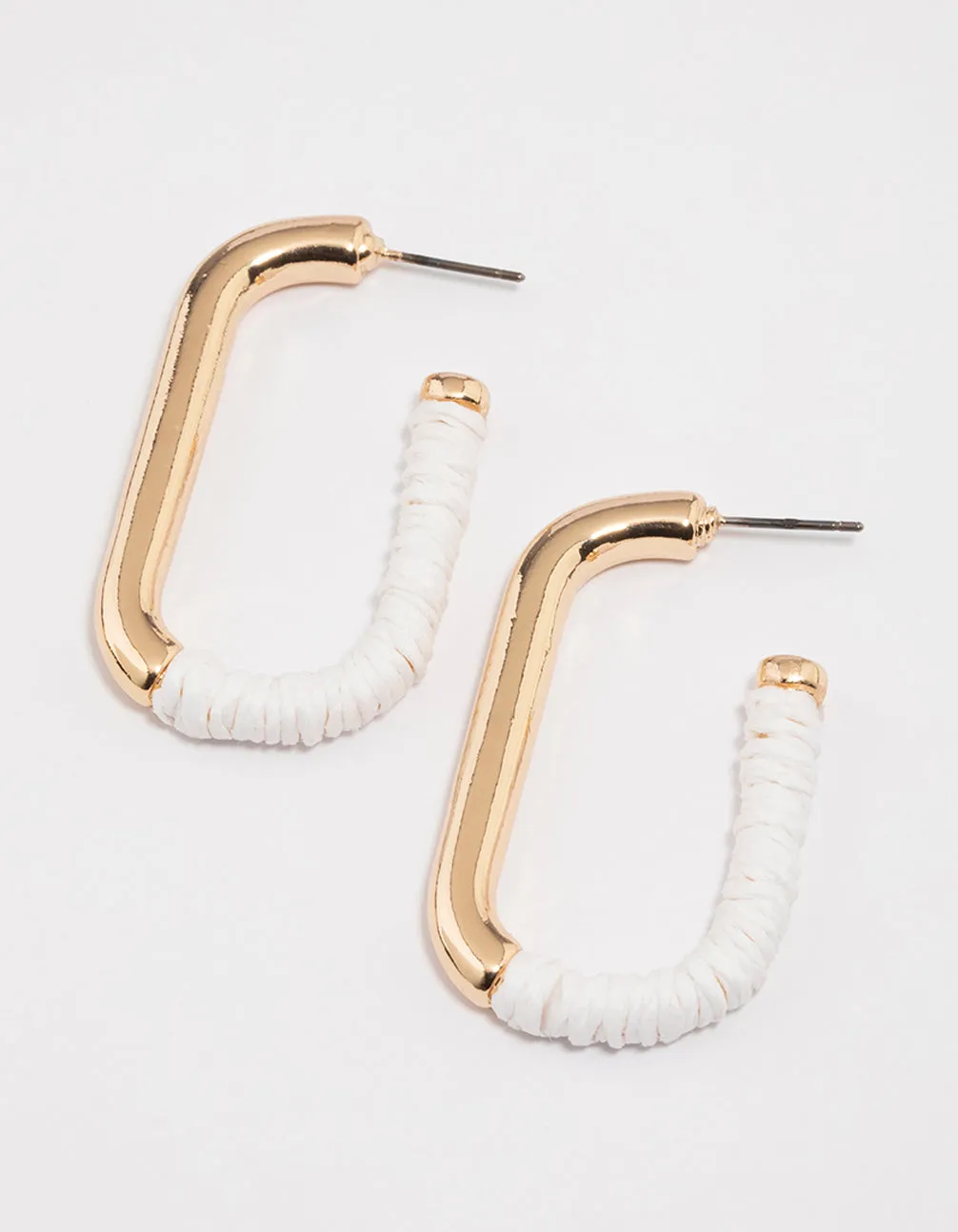 Gold Rectangular Wrap Hoop Earrings