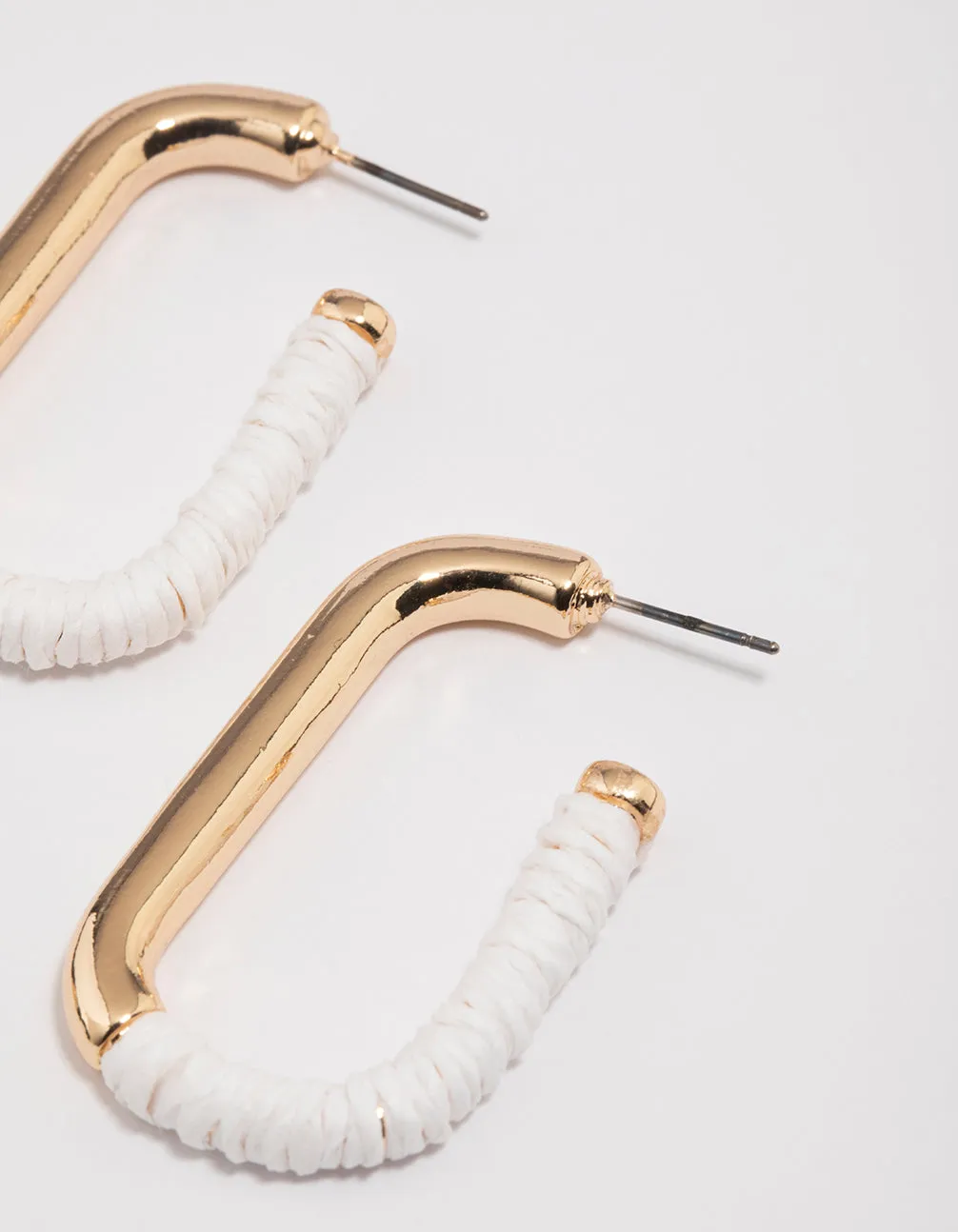 Gold Rectangular Wrap Hoop Earrings