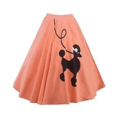 Gorgeous Retro Swing Skirt 50's 60's Poodle Rockabilly Grease Fancy Costume 1950s Girls Plus Size Pinup High Waist Cotton Skater