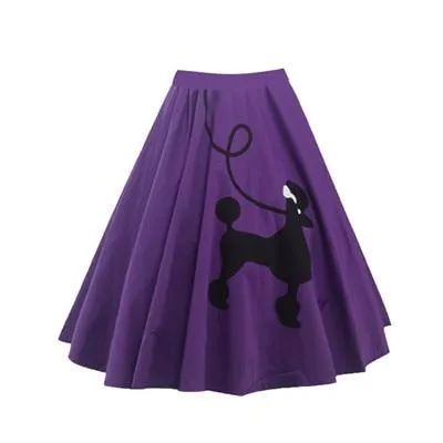 Gorgeous Retro Swing Skirt 50's 60's Poodle Rockabilly Grease Fancy Costume 1950s Girls Plus Size Pinup High Waist Cotton Skater