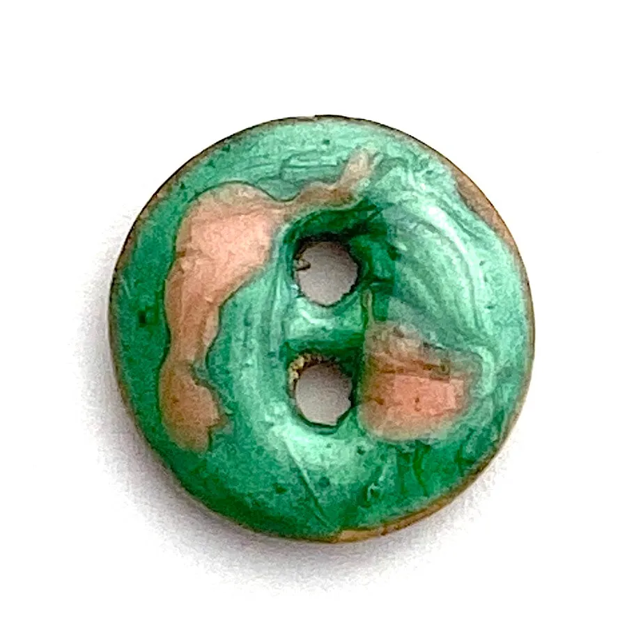 Green with Peach Swirls 1/2" Coconut Buttons,  #SWC-120