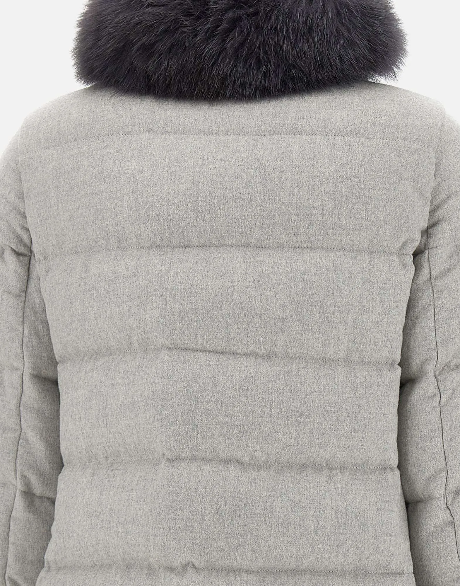 Grey Trapeze Down Coat with Fur