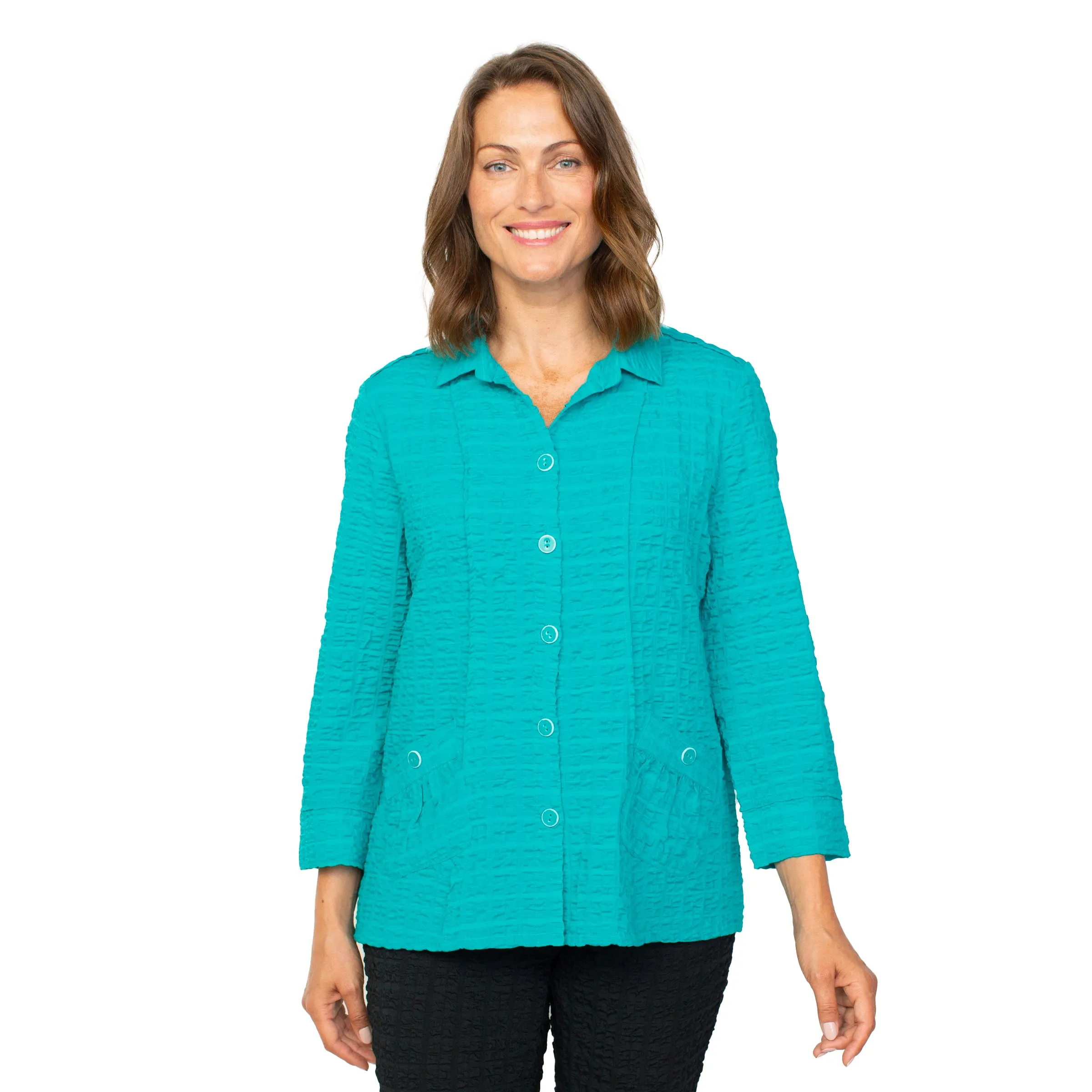 Habitat Pucker Weave Solid Tunic Shirt in Lake - 23715 - Sizes M & XXL Only