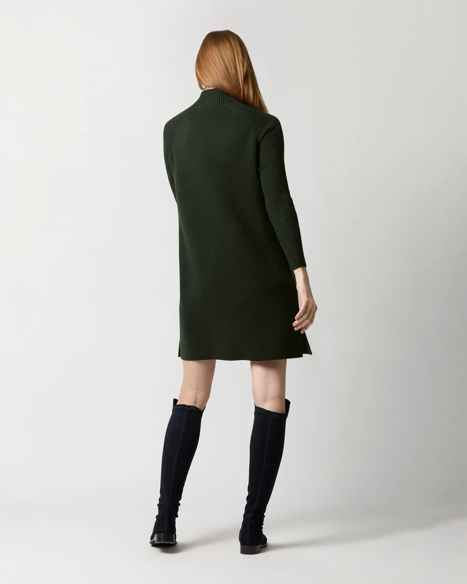 Hadley Milano-Stitch Dress in Bottle Green Extra Fine Merino Wool