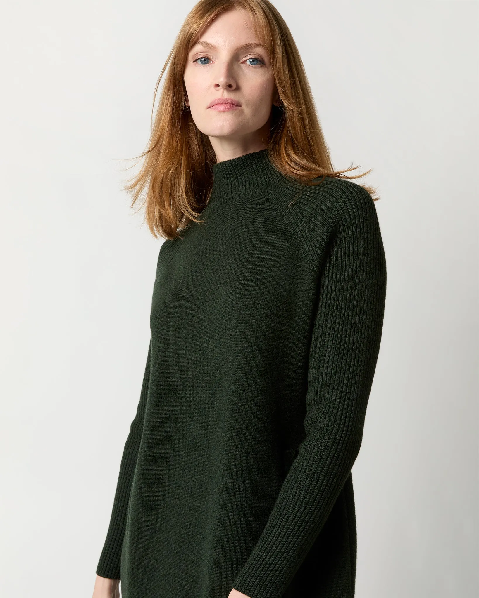 Hadley Milano-Stitch Dress in Bottle Green Extra Fine Merino Wool