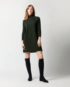 Hadley Milano-Stitch Dress in Bottle Green Extra Fine Merino Wool