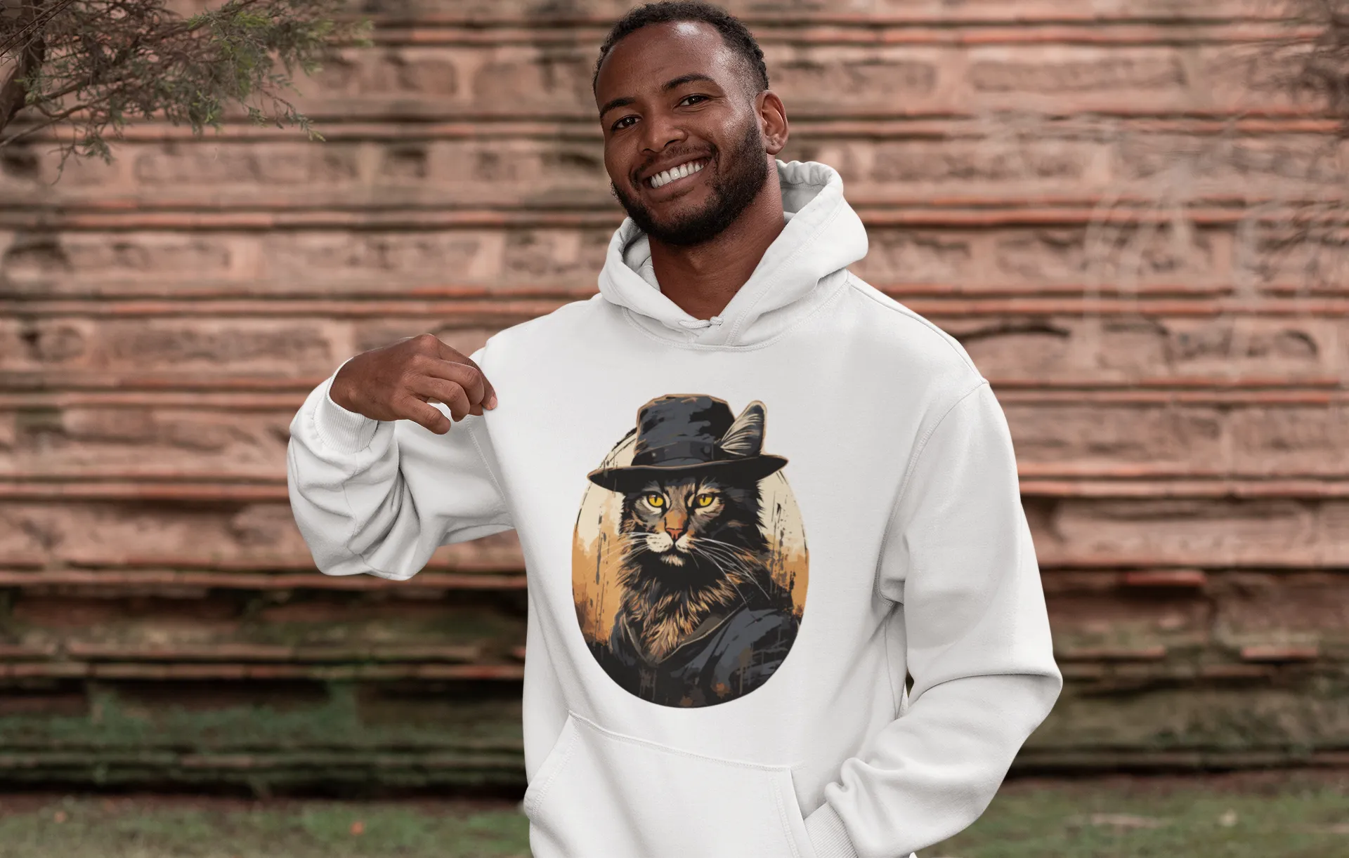 Herren Hoodie mit Katzenmotiv "Bayou Cat 2"