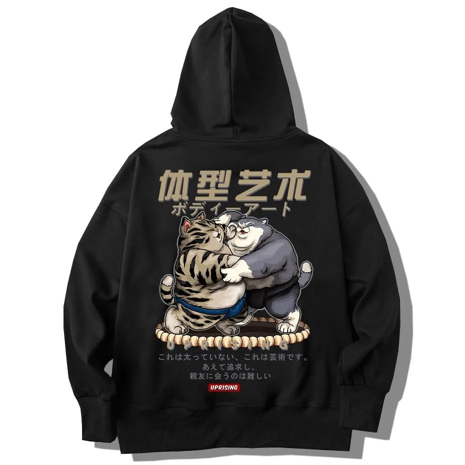 Hoodie Sweatshirt men's fashion old man men's long-sleeved Sweatshirt casual high street Hoodie street clothing fat cat sumo