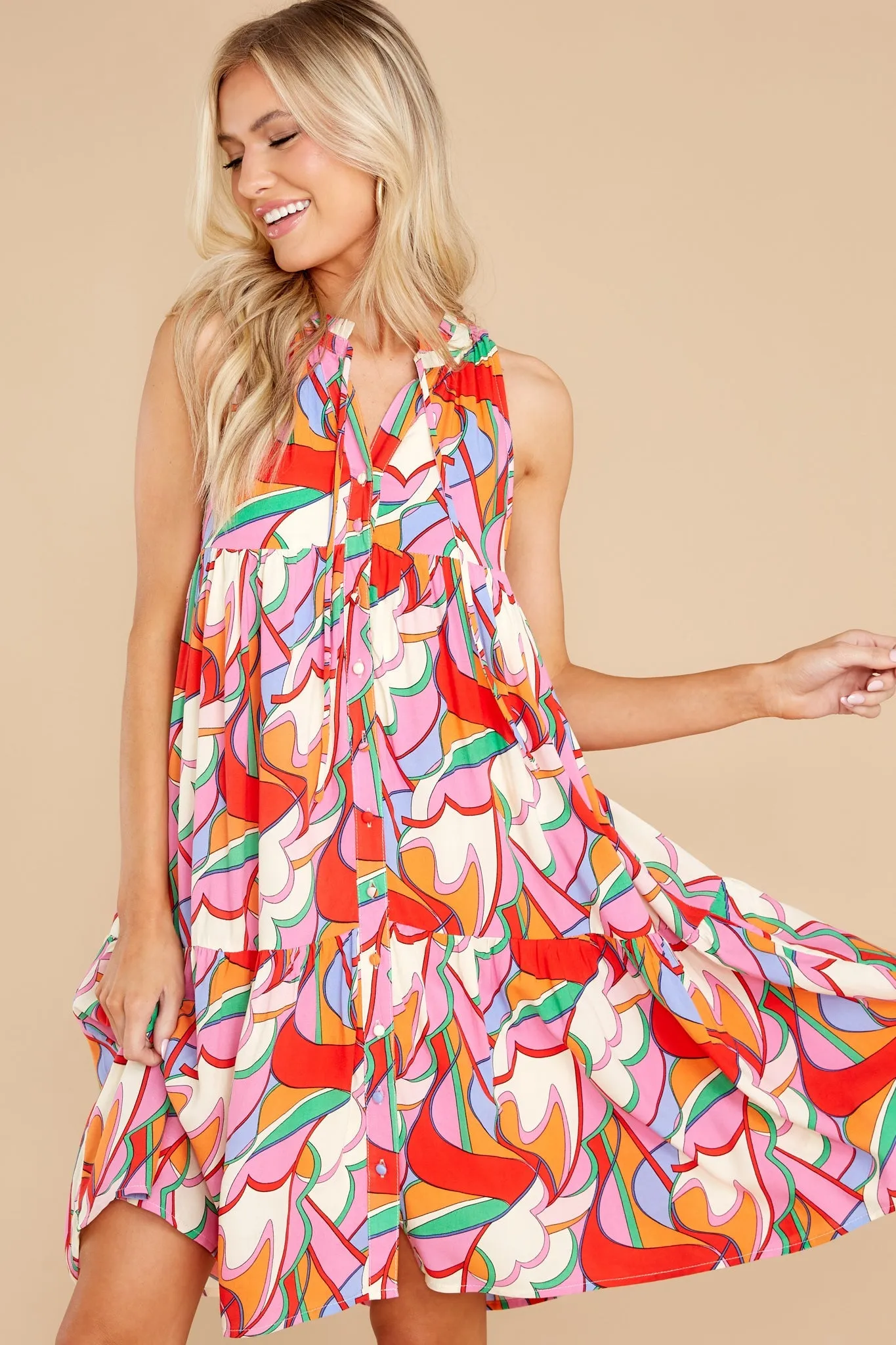 In Your Dreams Pink Multi Print Dress