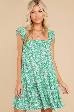 Into The Wildflowers Green Floral Print Dress