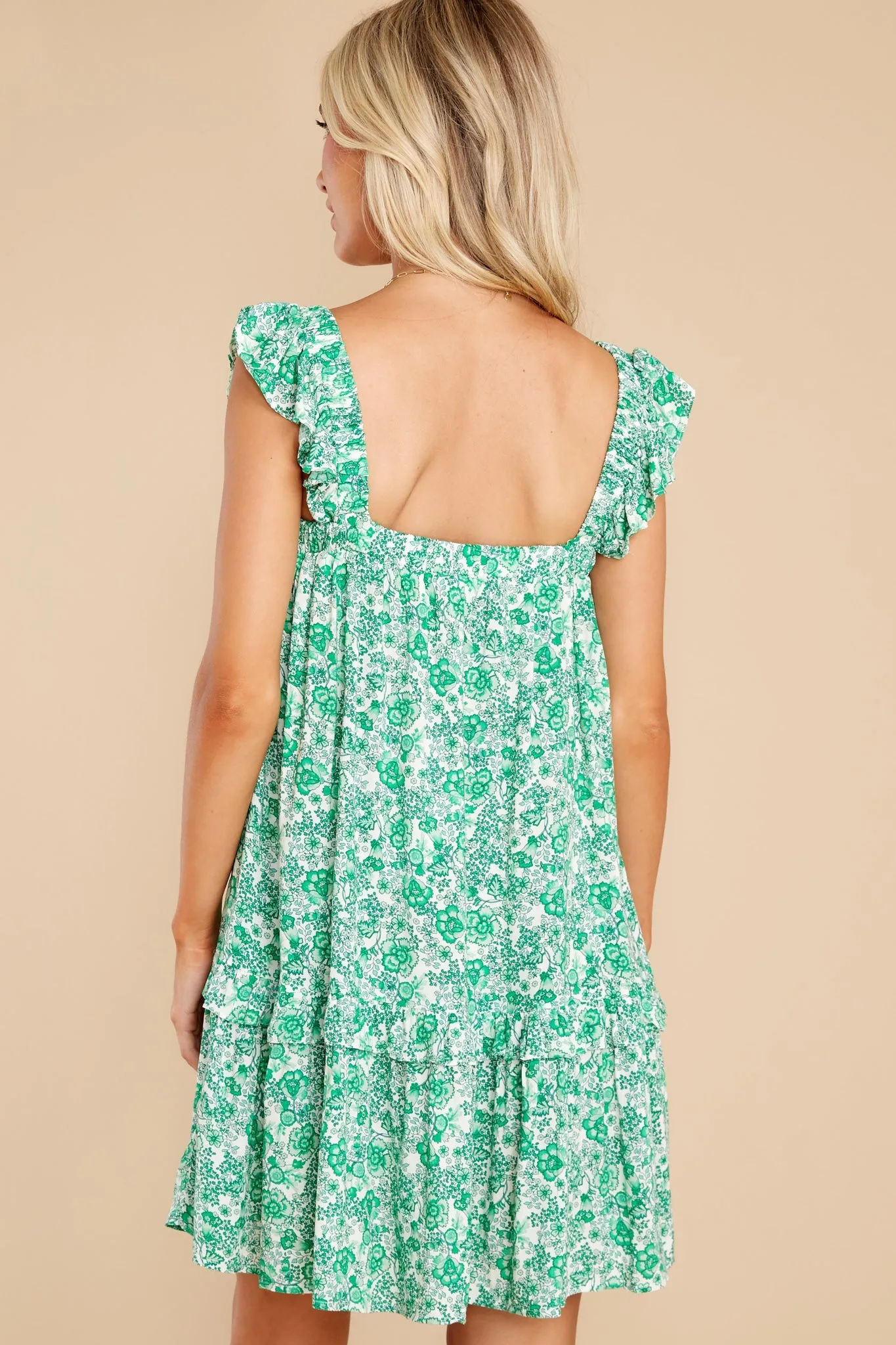 Into The Wildflowers Green Floral Print Dress