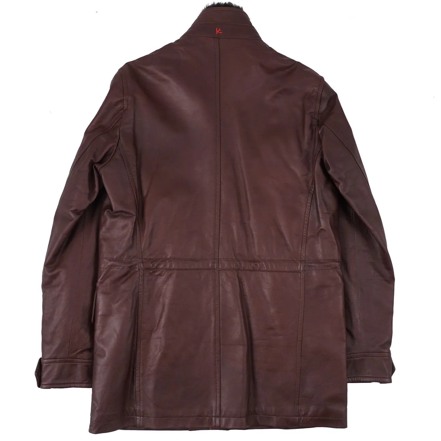 Isaia Baby Buffalo Leather Jacket with Fur Collar