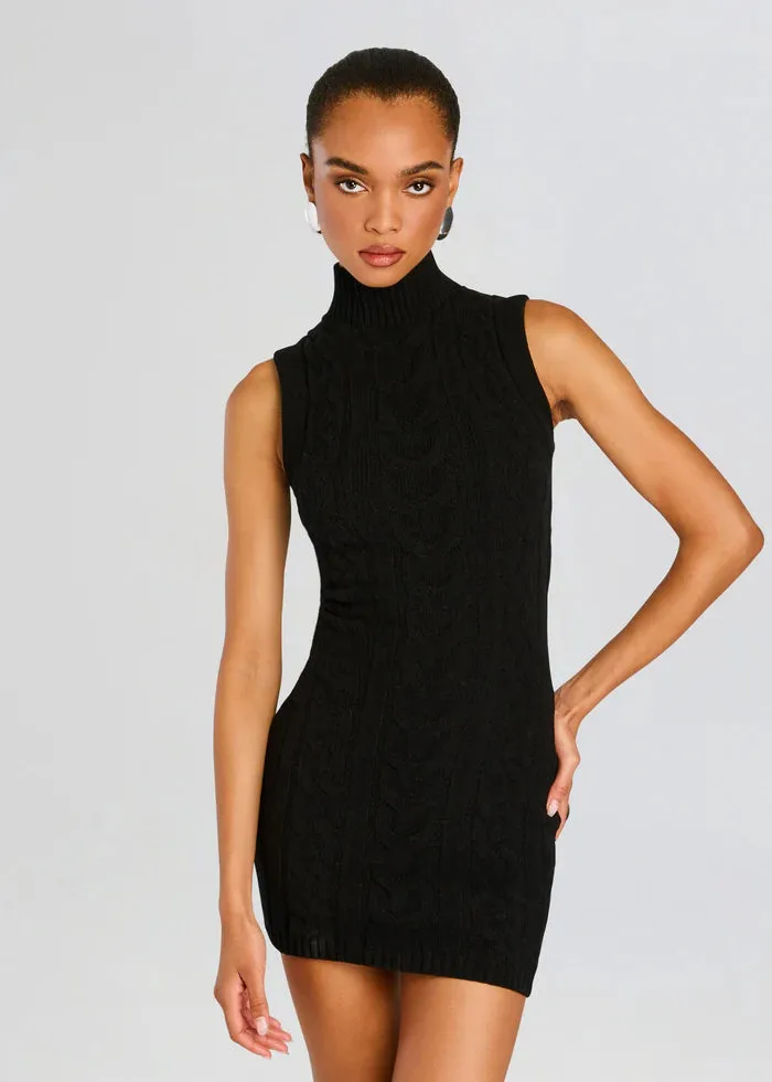 Julissa Cable Knit MIni Dress - Black