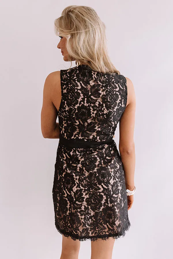 Just Add Wine Wrap Lace Dress in Black