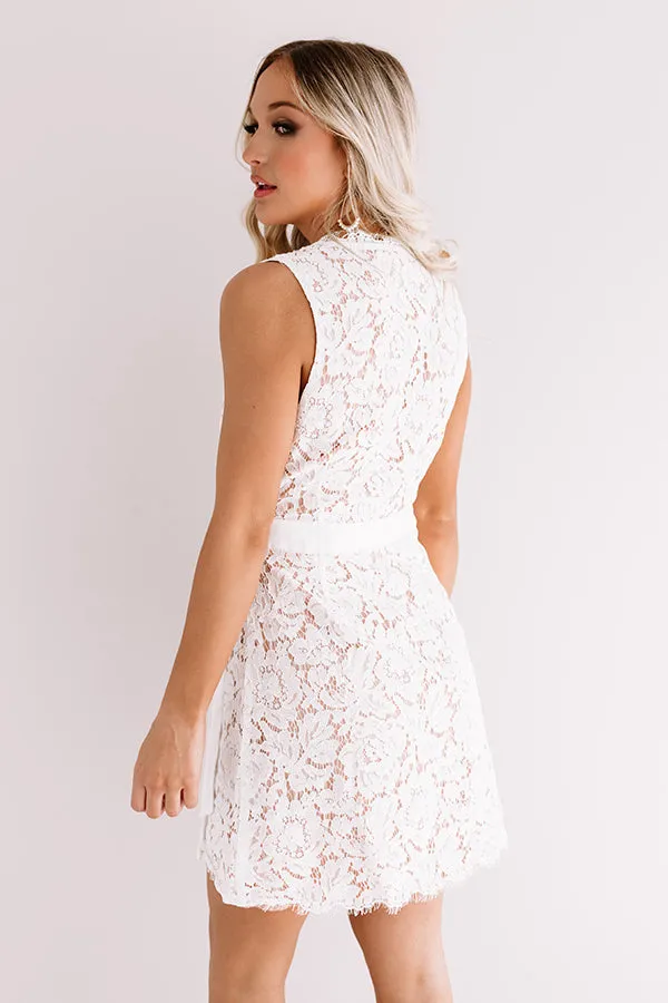 Just Add Wine Wrap Lace Dress in White