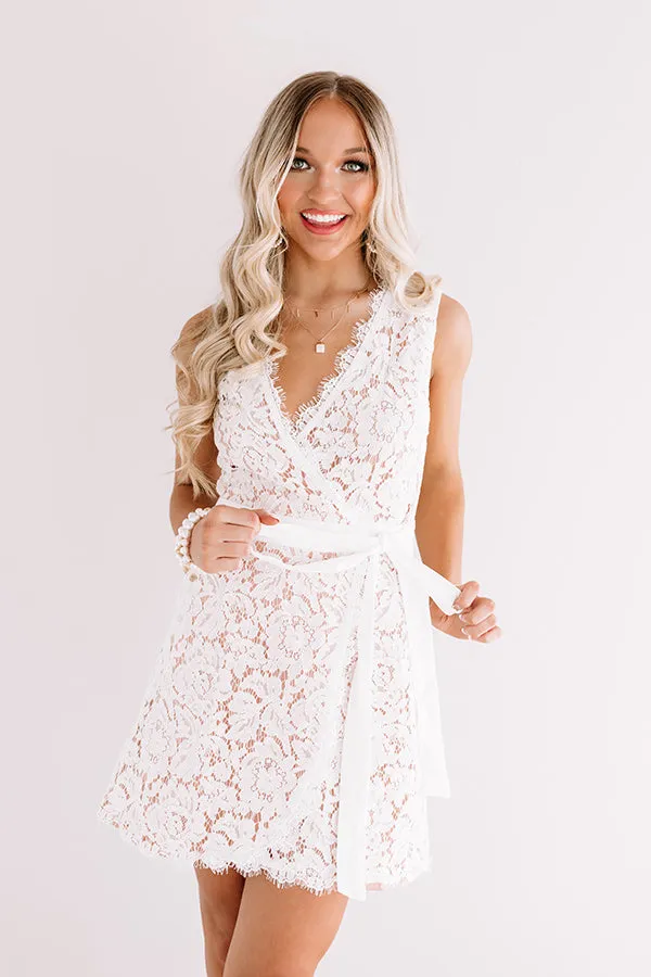 Just Add Wine Wrap Lace Dress in White