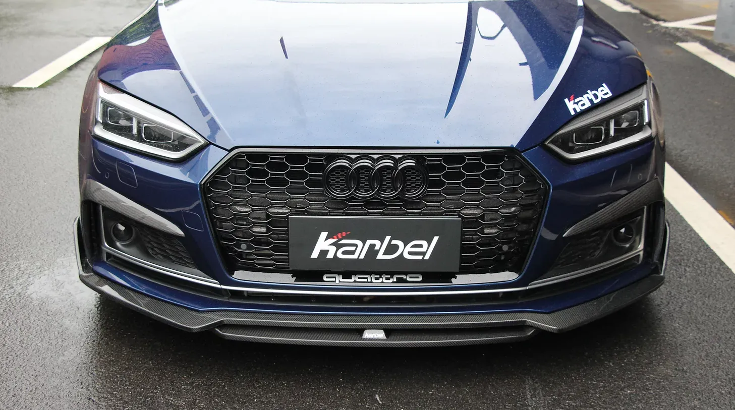 Karbel Carbon Dry Carbon Fiber Front Bumper Upper Valences for Audi S5 & A5 S Line 2017-2019 B9