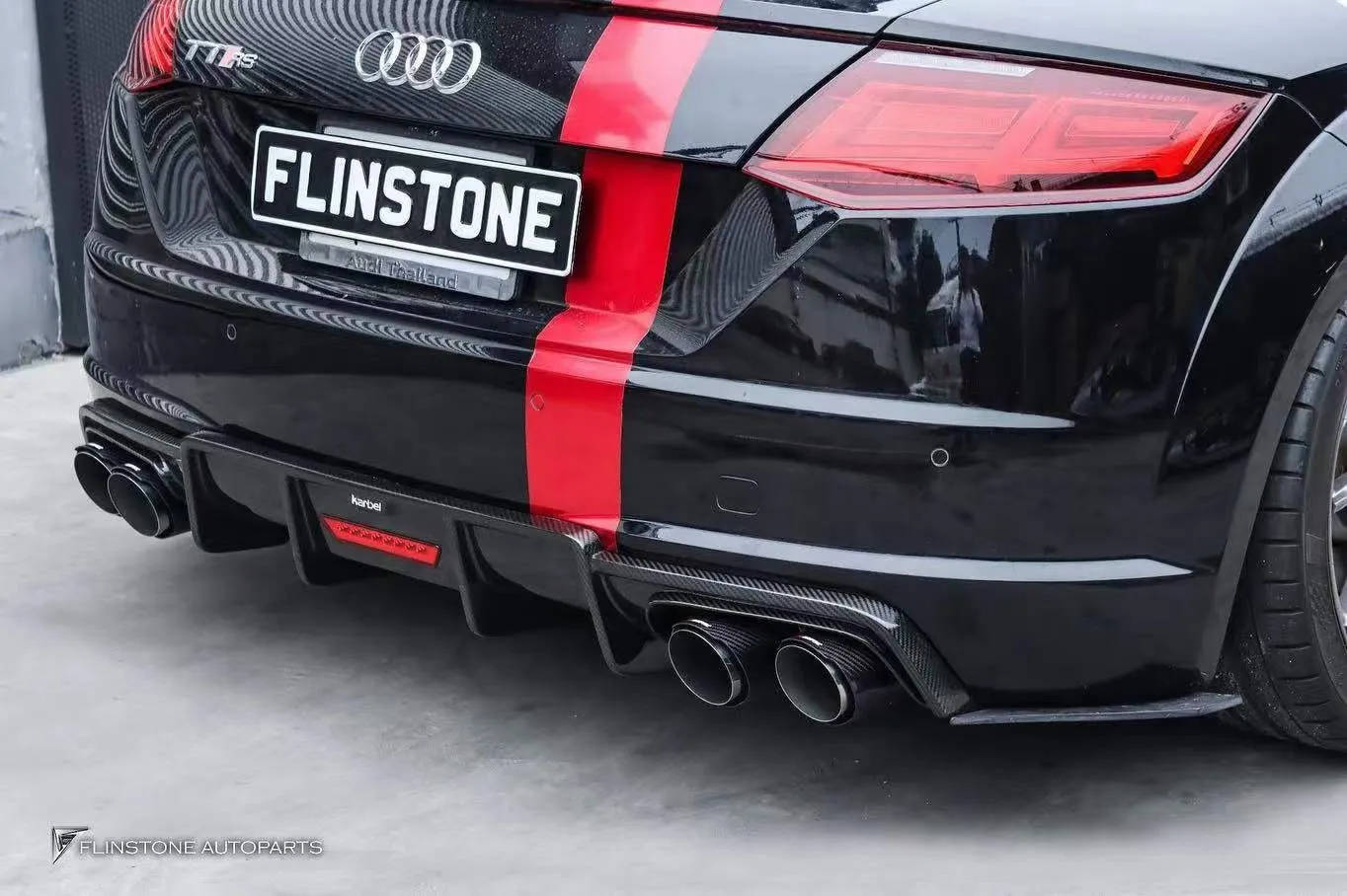 Karbel Carbon Dry Carbon Fiber Rear Diffuser 3 Pcs for Audi TTS & TT S-Line 2015-2019