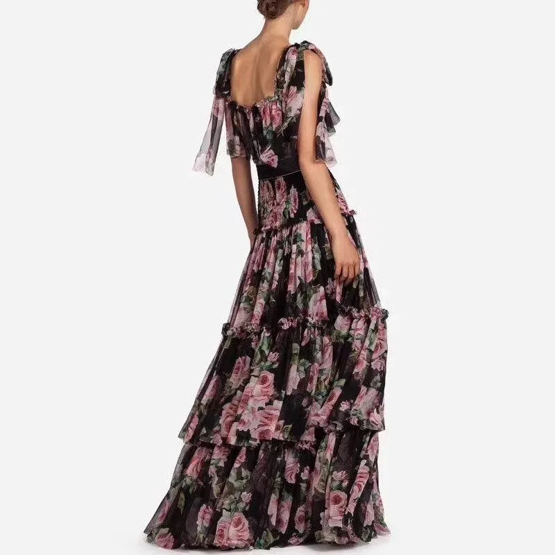 KittenAlarm - Bailey Floral Ruffle Maxi Dress