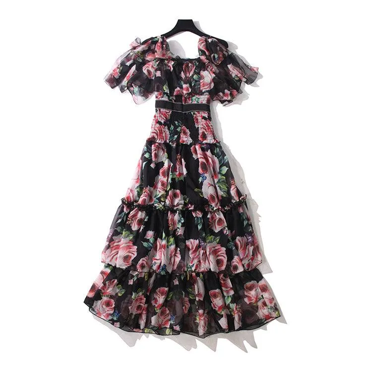 KittenAlarm - Bailey Floral Ruffle Maxi Dress