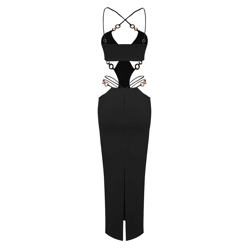 KittenAlarm - Emely Displace Cut-out Detailing Maxi Dress