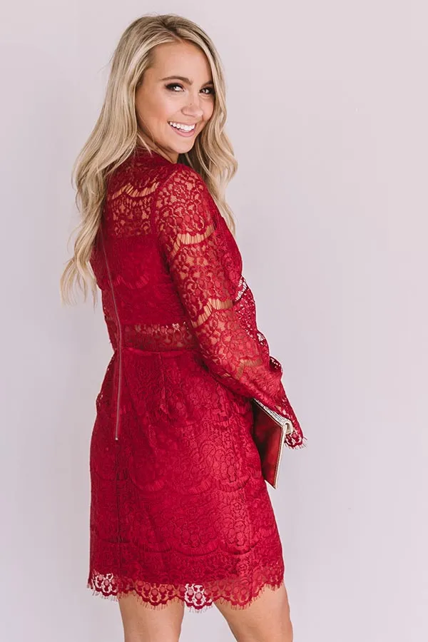 Last Kiss Lace Dress In Crimson