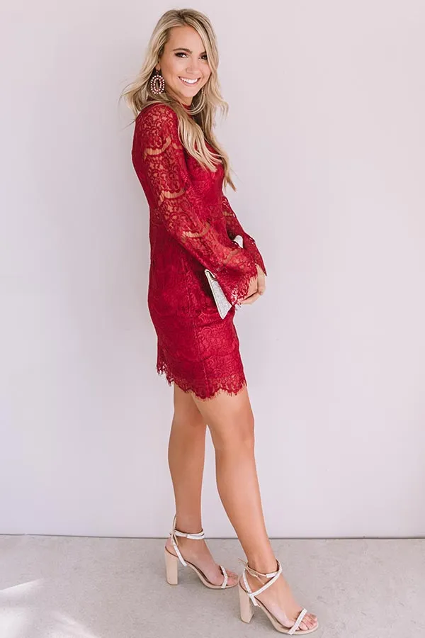 Last Kiss Lace Dress In Crimson