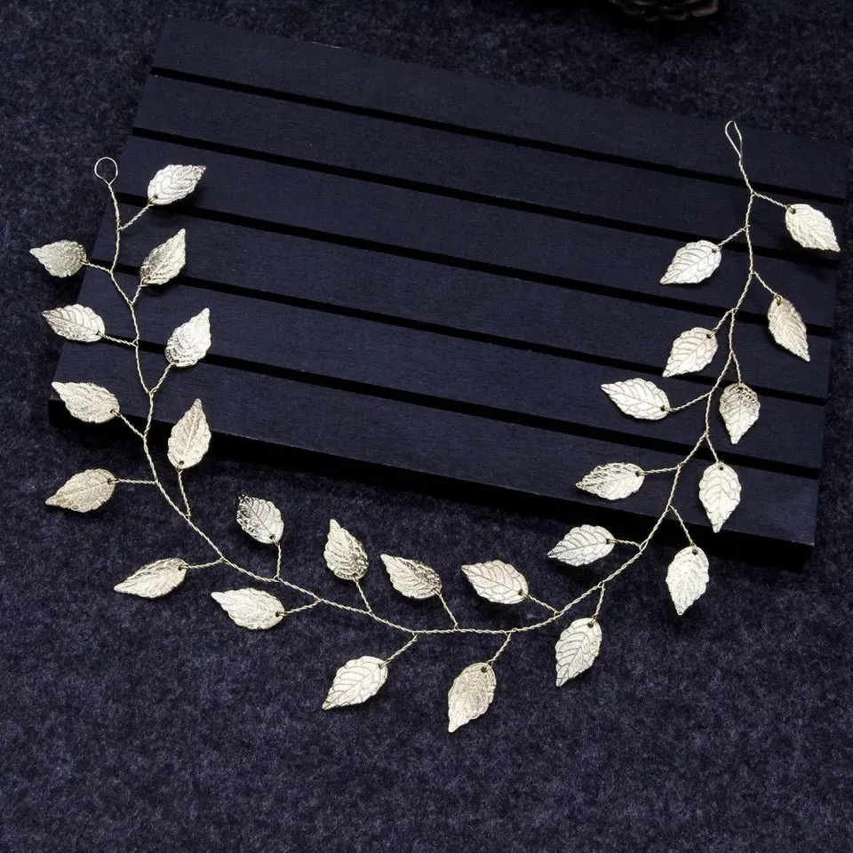 Leaf Metal Bridal Racewear Grecian Headpiece Headband Tiara - Gold (Style 4)