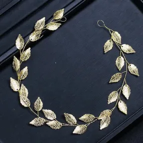 Leaf Metal Bridal Racewear Grecian Headpiece Headband Tiara - Gold (Style 4)