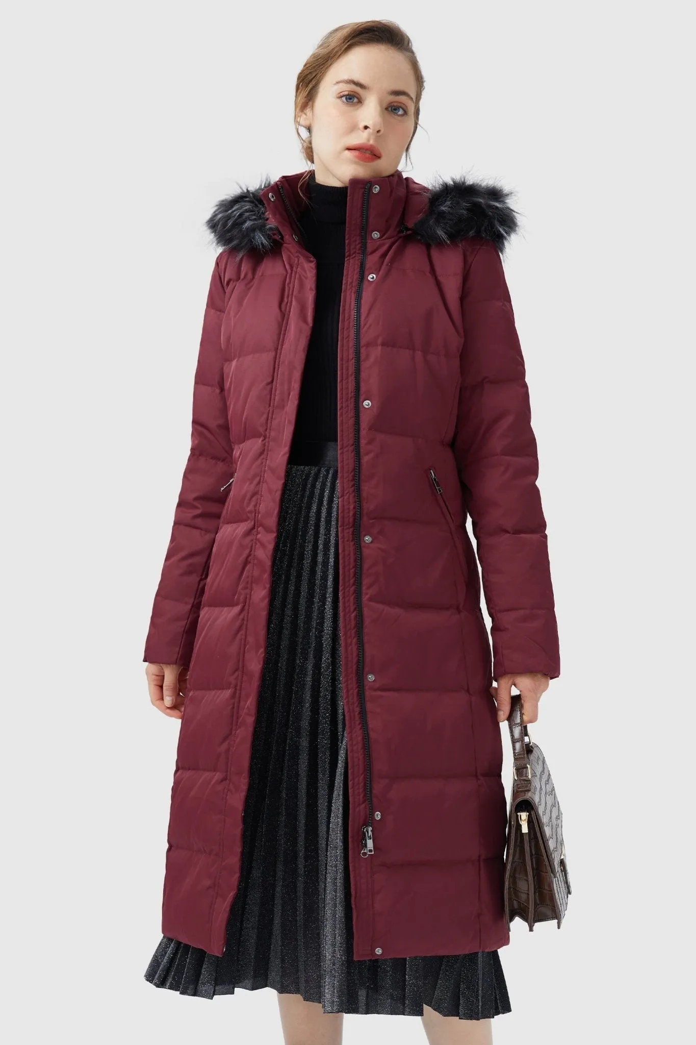 Long Puffer Faux Fur Hood Down Coat