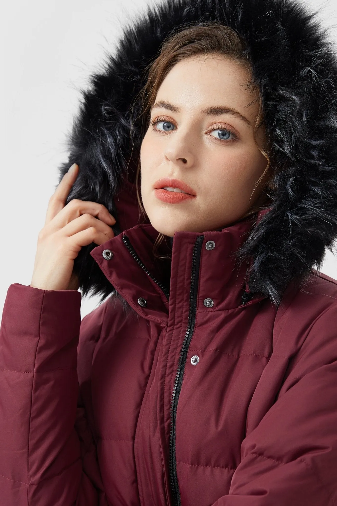 Long Puffer Faux Fur Hood Down Coat