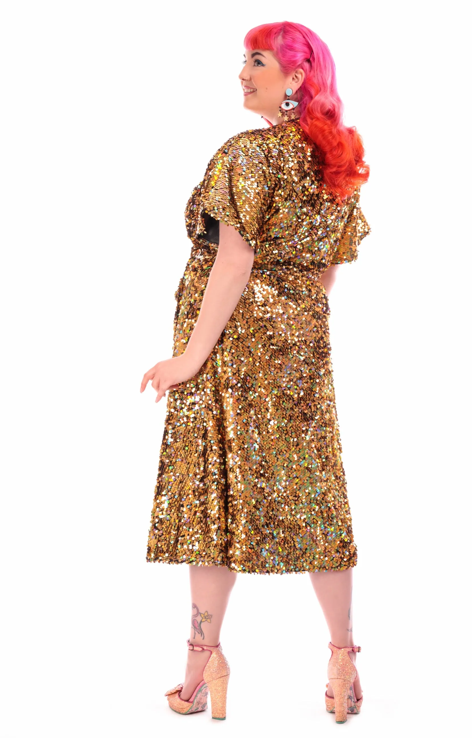 Love Ur Look Gold sequin Wrap dress