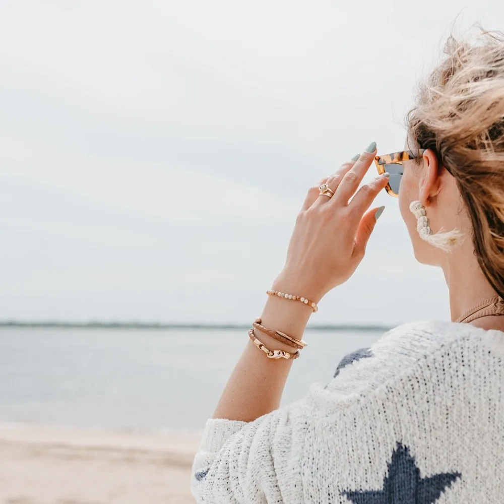 Lure Double Wrap Leather Bracelet with Rose Gold Brummels