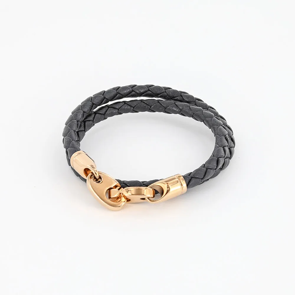 Lure Double Wrap Leather Bracelet with Rose Gold Brummels