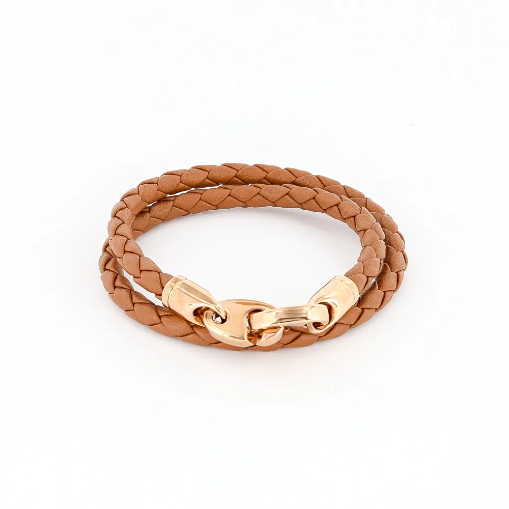 Lure Double Wrap Leather Bracelet with Rose Gold Brummels