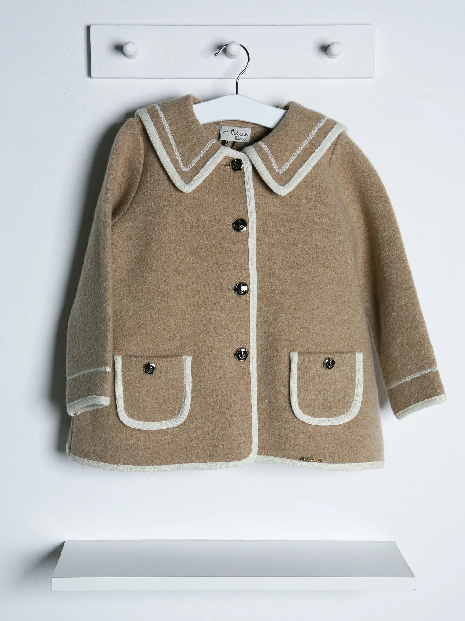 Marae Beige Merino Wool Sailor Coat