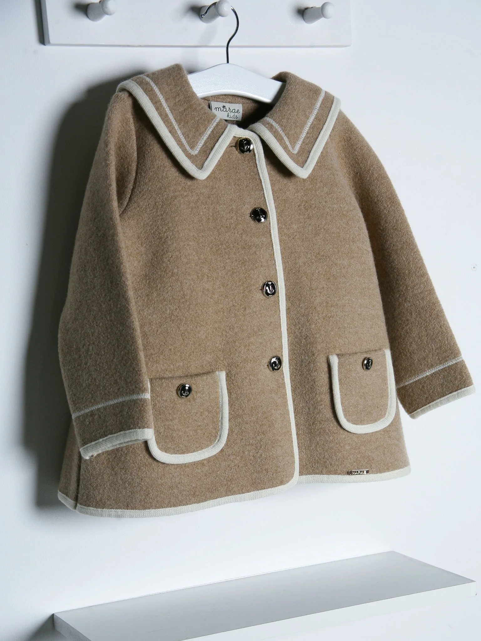 Marae Beige Merino Wool Sailor Coat