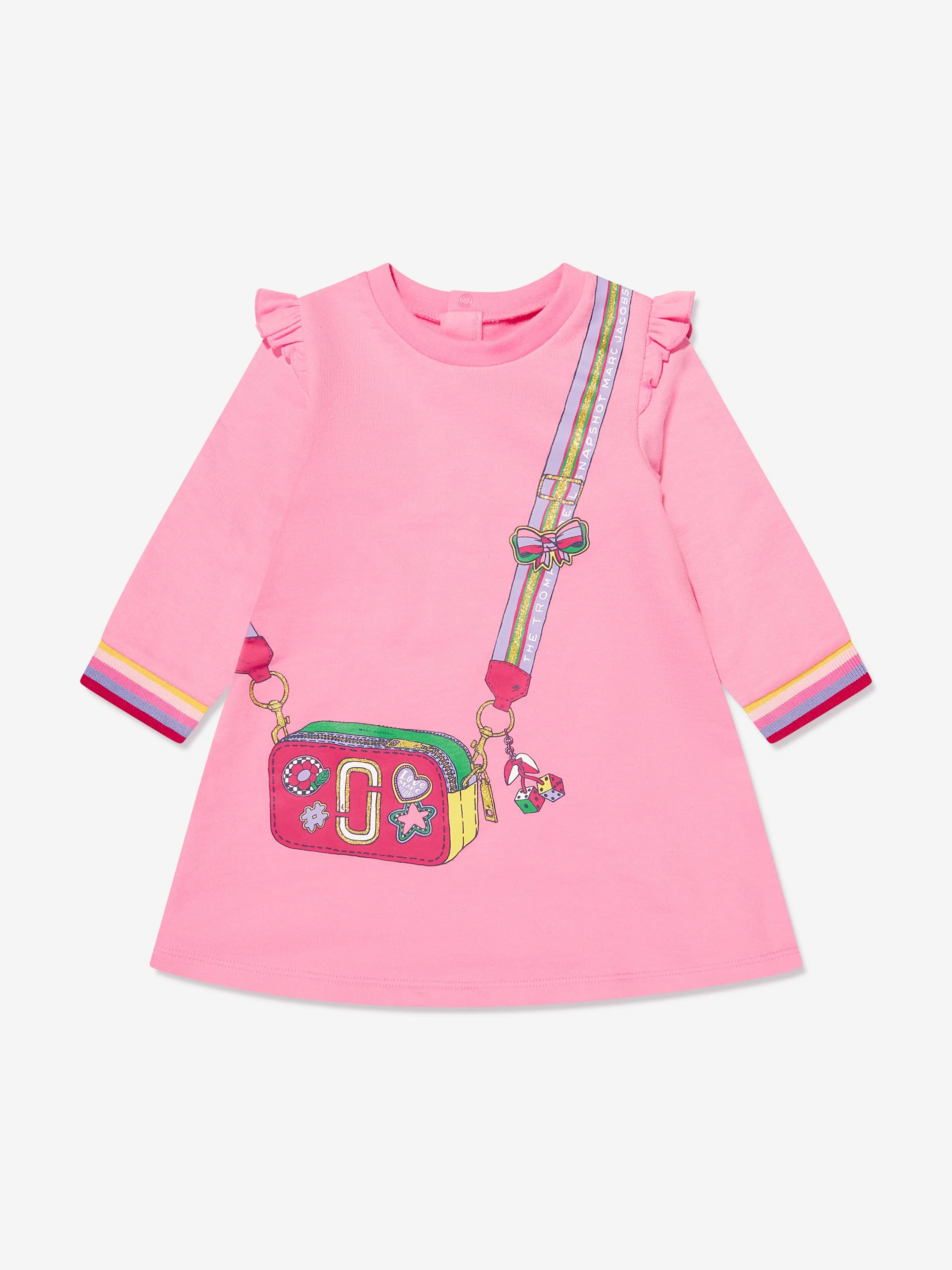 MARC JACOBS Baby Girls Bag Print Sweater Dress in Pink