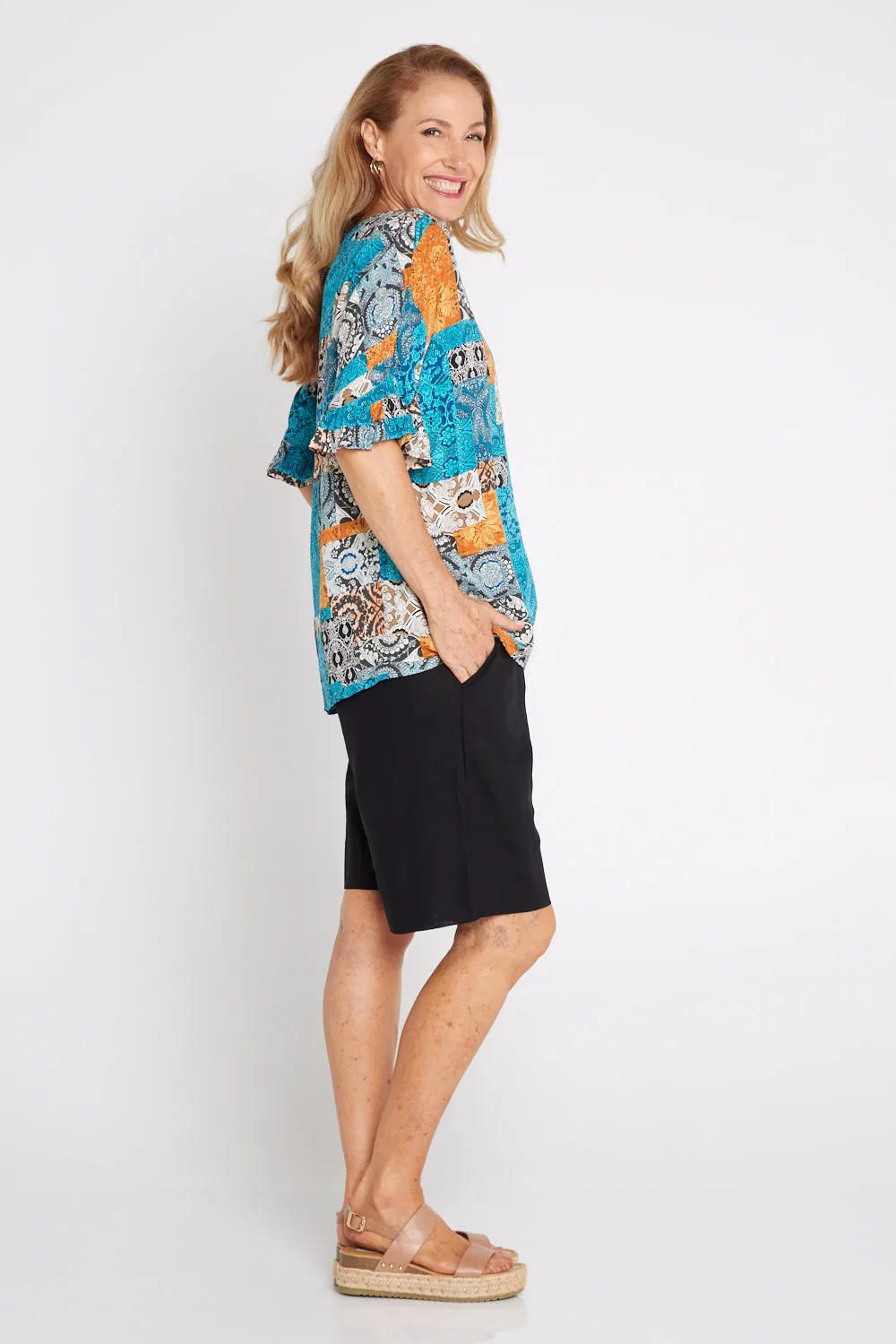 Marissa Cotton & Linen Shorts - Black