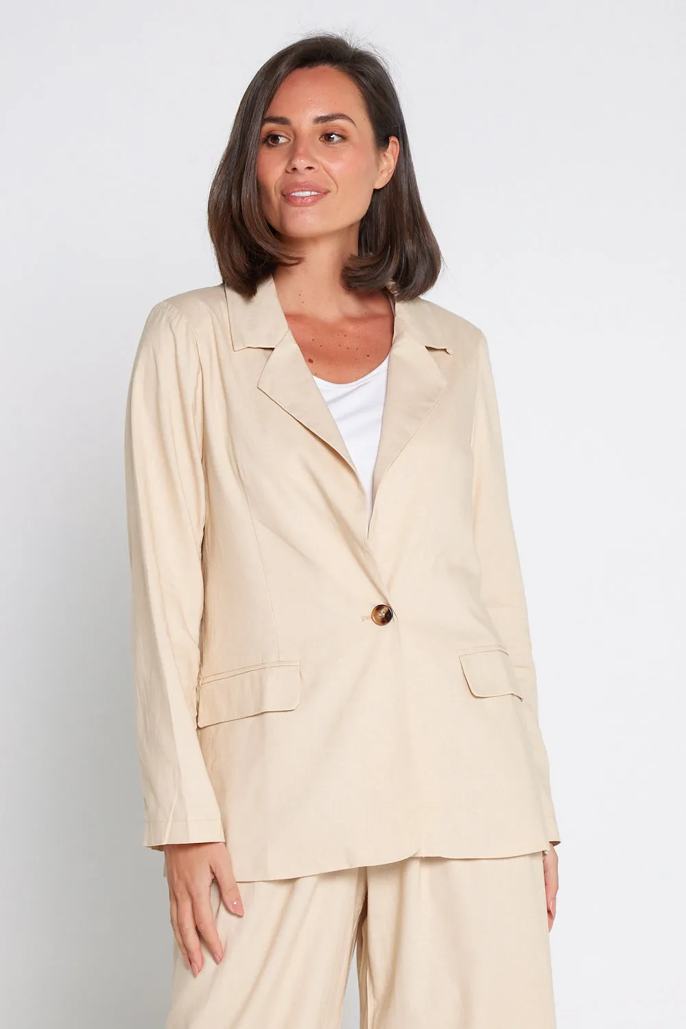 Mayfair Linen Blazer - Cream