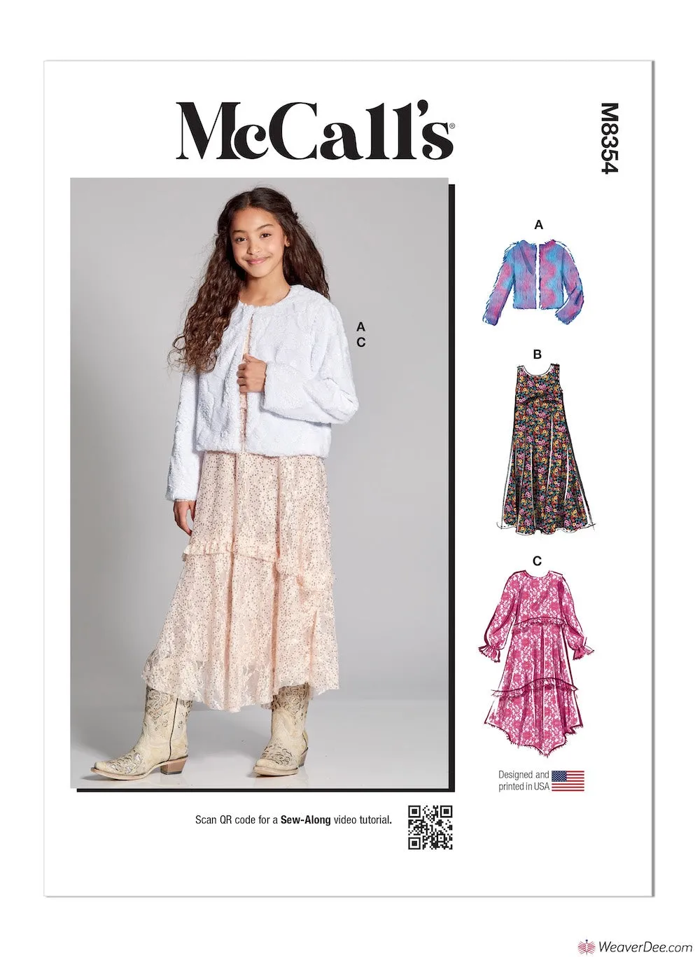 McCall's Pattern M8354 Girls' Dress, Slip Dress & Jacket