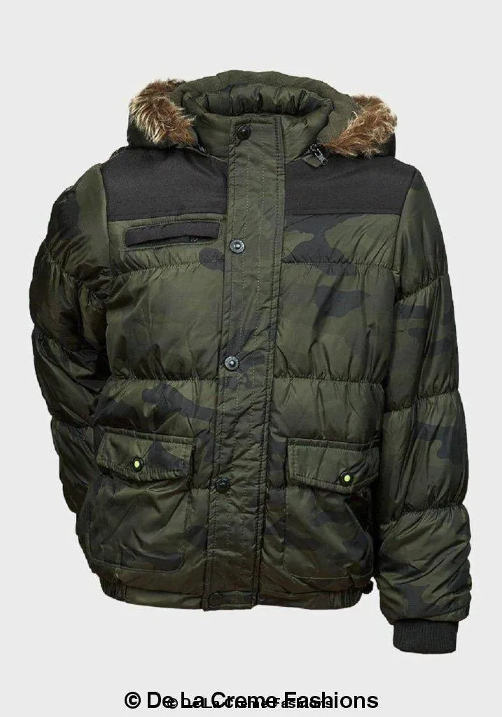 Minoti - Boys Camouflage Print Puffa Coat