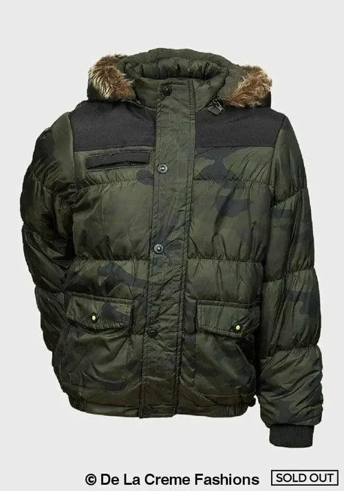 Minoti - Boys Camouflage Print Puffa Coat