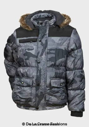 Minoti - Boys Camouflage Print Puffa Coat