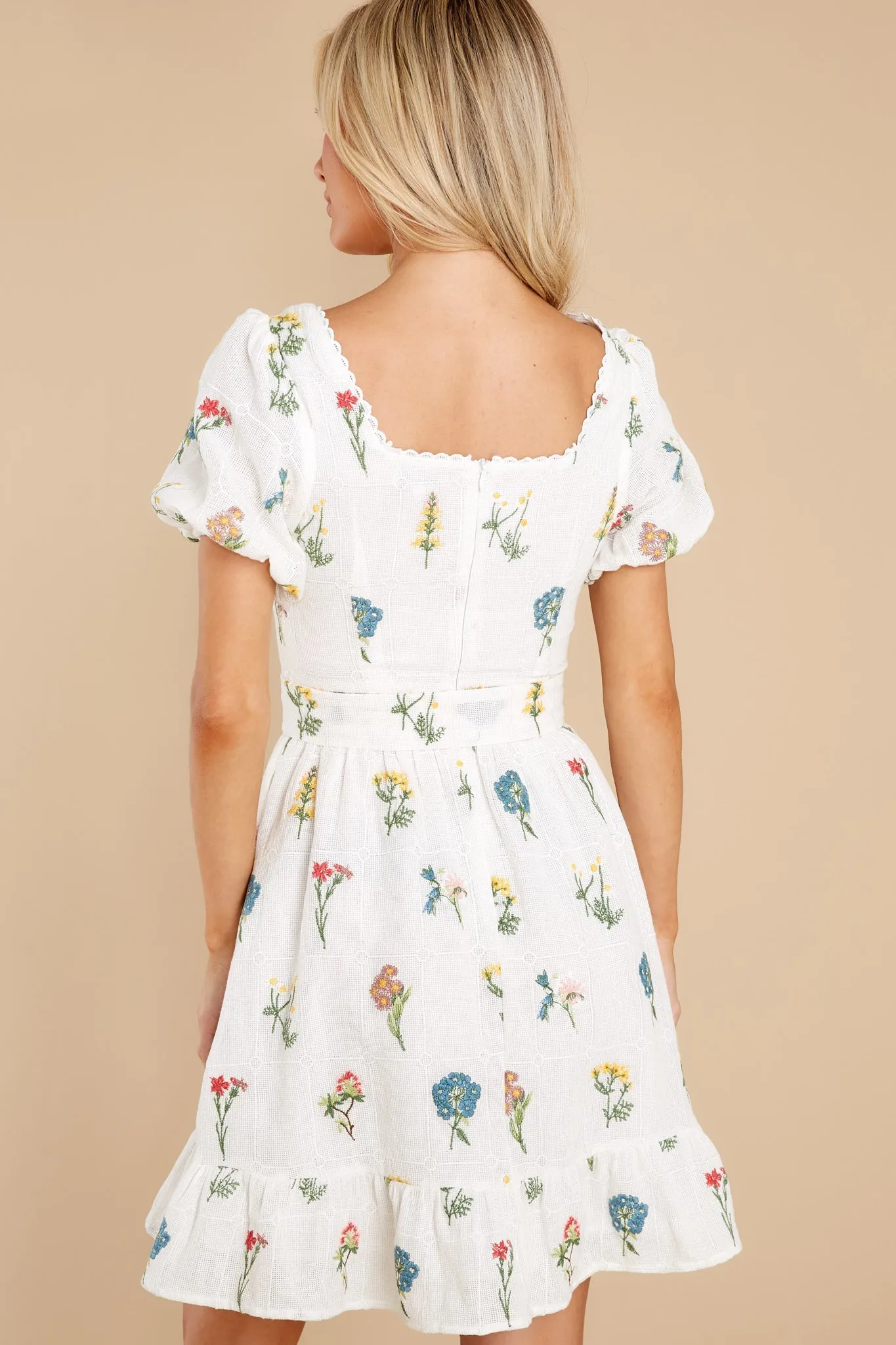 Misha Embroidered Puff Sleeve Dress