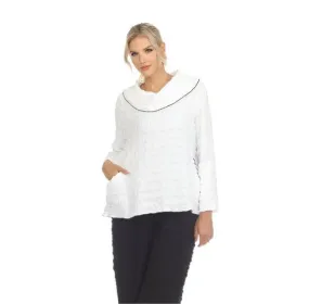 Moonlight Textured Cowl-Neck Tunic Top in White - 3787-WT - Sizes M & XL