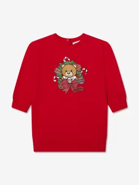 Moschino Baby Girls Holiday Sweater Dress in Red