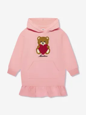 Moschino Girls Hooded Sweater Dress in Pink